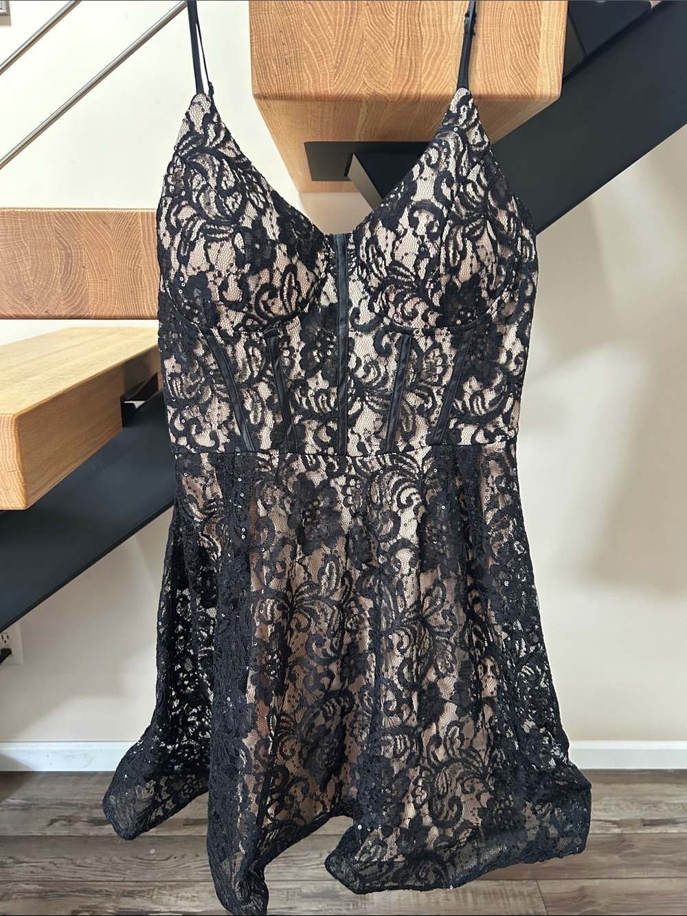Emerald Sundae Black Lace Chemise with Nude Lining